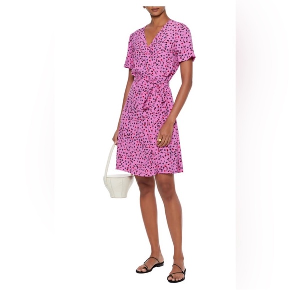 Diane Von Furstenberg Saville Floral Pink Lemonade Wrap Dress - Picture 6 of 6